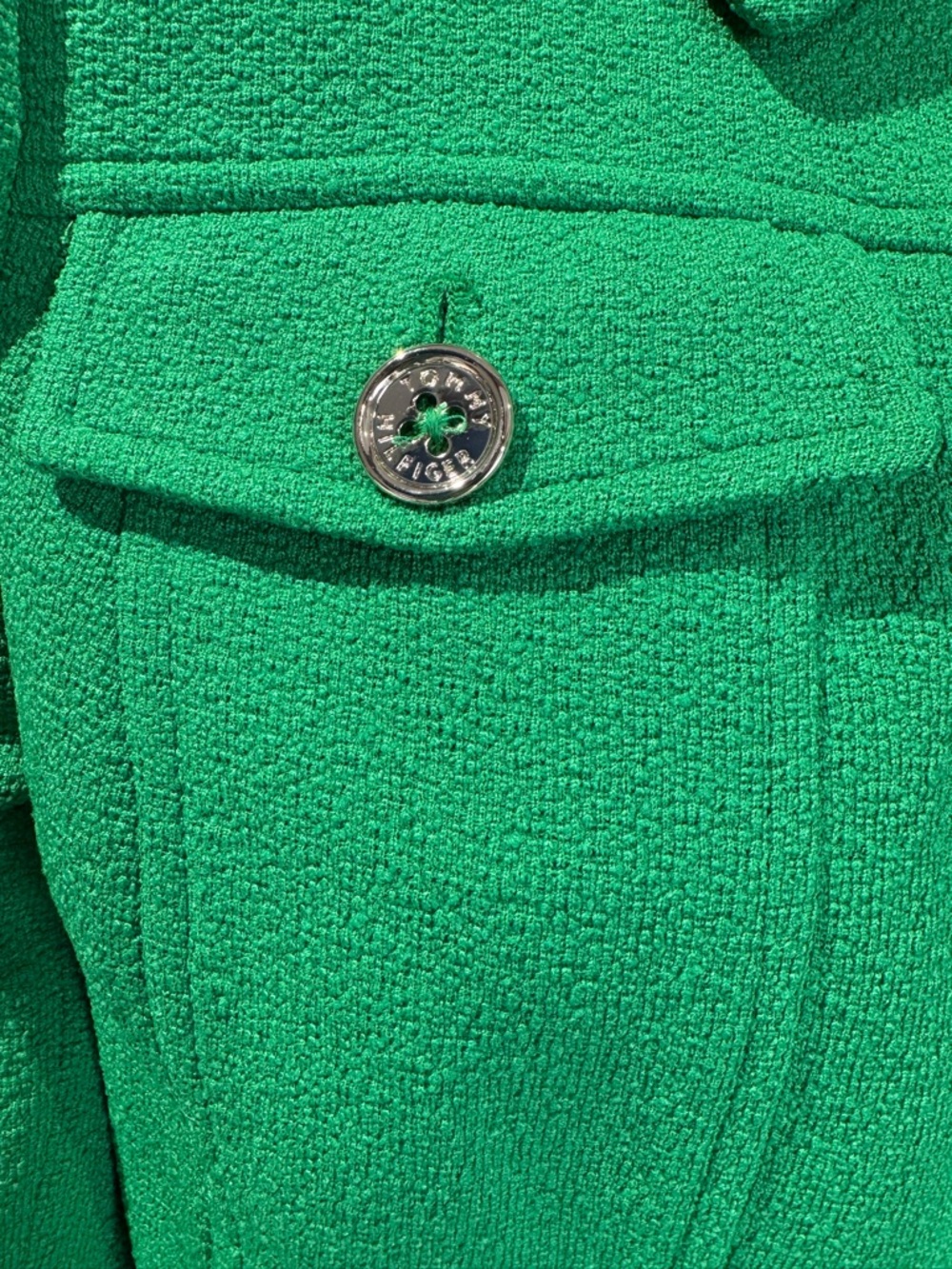 Tommy Hilfiger Long Sleeve Bright Green Cropped Button Jacket Size 6 - Picture 4 of 11